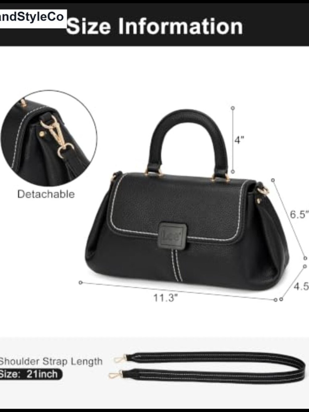 Vegan Leather Satchel Crossbody Bag Top Handle Flap Purse - Picture 4 of 6